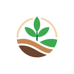 Green sprout growing in fertile soil layers isolated on white background