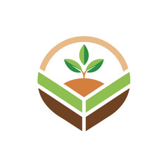 Green sprout growing in fertile soil layers isolated on white background