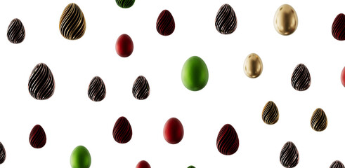 Easter themed image featuring decorative eggs in various colors and designs. Perfect for holiday greetings and designs. © vegefox.com