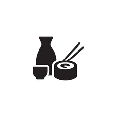 Food japan sake sushi icon silhouette vector design art illustration