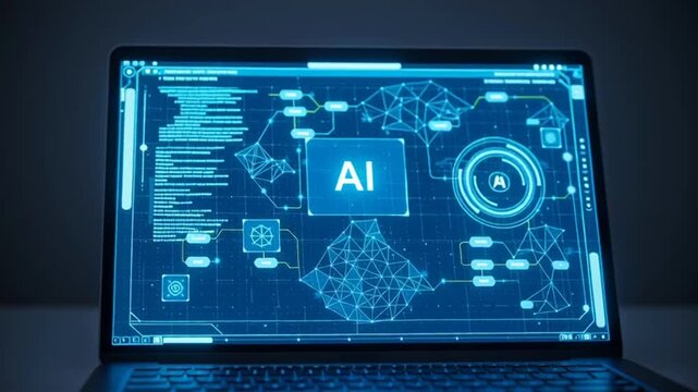 Artificial Intelligence Technology on Laptop.