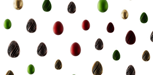 Festive Easter eggs in different colors and textures, perfect for holiday greetings, backgrounds and designs. Great for © vegefox.com