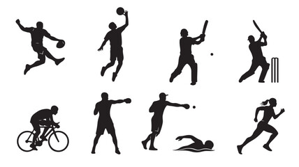 Set of 9 sports silhouettes vector