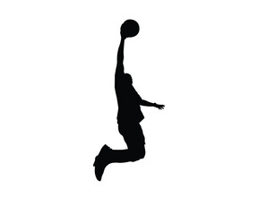 Basketball Player Jumping for Slam Dunk Vector Illustration © imran