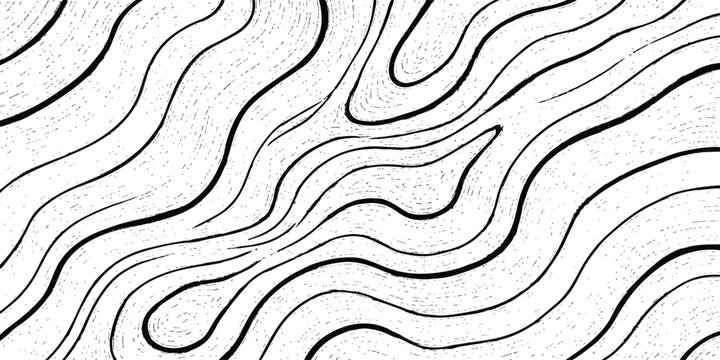 Abstract black and white pattern with flowing wavy lines and a grunge texture background