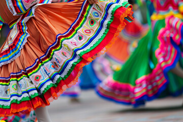 Cinco de Mayo celebration with traditional Mexican folklorico dancers in colorful dresses