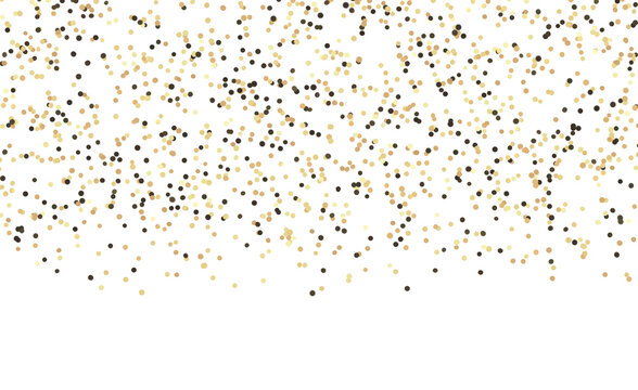 Golden confetti on a white background, perfect for celebrations, holidays, events. Elegant texture, festive concept, hap