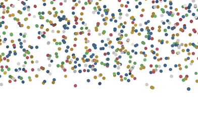 Obraz premium Festive image of scattered confetti dots in various colors on a white background, perfect for celebrations, parties, and
