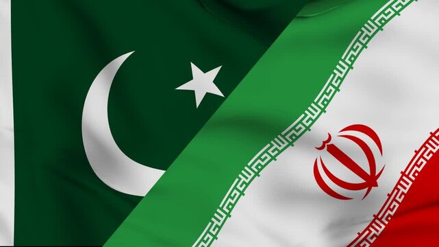 Pakistan vs Iran flag seamless animation. high quality video.