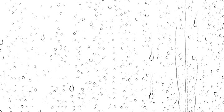 A black and white texture overlay featuring numerous small raindrops on a window surface