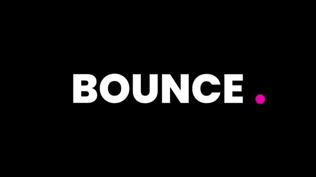Bounce text typography animation isolated on black background