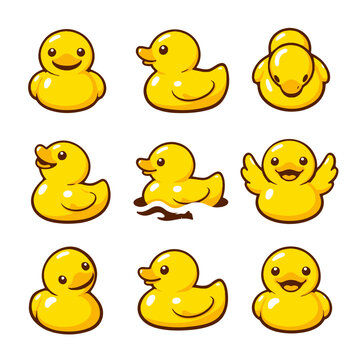 rubber ducks icon set vector isolated Vector set on a white background