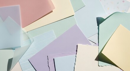 Harmonious pastel papers arranged creating an appealing aesthetic layout