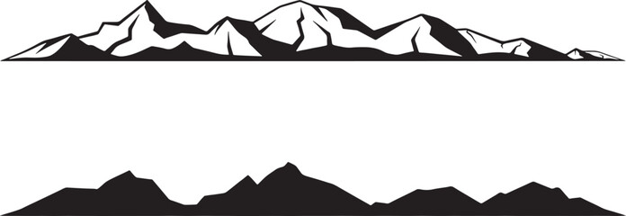 Minimalist mountain silhouette landscape illustration isolated on transparent background, Vector, illustration