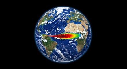 Earth with aurora and solar storm visualization