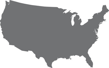 Minimalist united states map silhouette isolated on transparent background, Vector, illustration