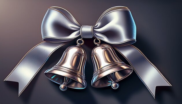 shiny silver bells with a decorative bow perfect for weddings and celebrations