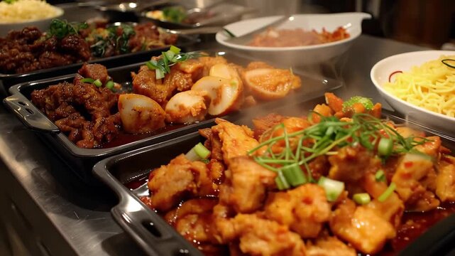 Indian food buffet setup at a local event with a variety of dishes ready for guests to enjoy together