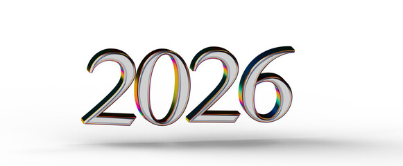 2026 inscription with colorful details for New Year greetings, future plans, goals, and resolutions. Modern and vibrant © vegefox.com