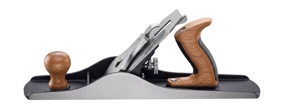 Long-bodied jointer plane with a precision-ground sole.