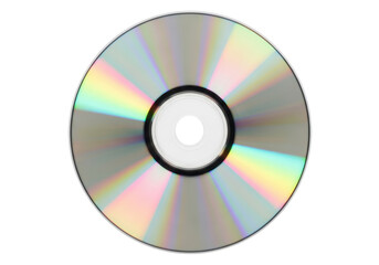 Shiny compact disc with rainbow colors isolated on a transparent background