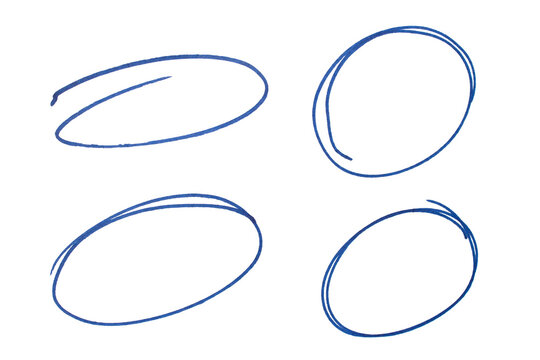 Set of blue highlight circles on transparent background cut out design elements
