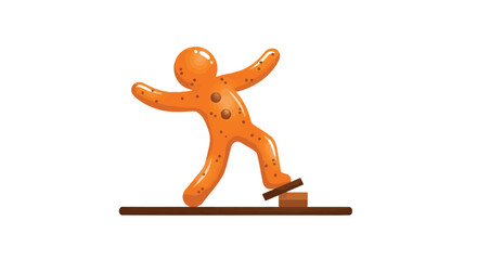 Gingerbread man character jumping on a brown platform