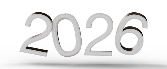 Stylish 3D illustration of the year 2026. Perfect for representing future events, goals, or a New Year's theme with a mo