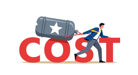 Man pushing cost while carrying heavy weight with star