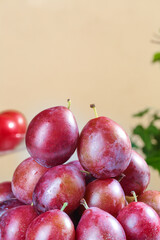 Fototapeta premium Fresh Sweet Chilean Prunes Large Imported Purple Plums Healthy Organic Fruit