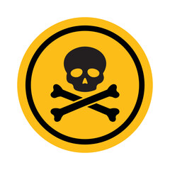 Poison Toxic Hazard Sign with Skull and Crossbones in Flat Design Style. Hazardous Material Class 6. Warning Label Symbol for Packages, Outdoor Design.