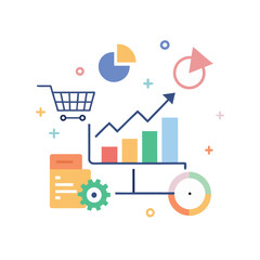 Minimalist Conversion Rate Optimization Icon with Flat Design Elements