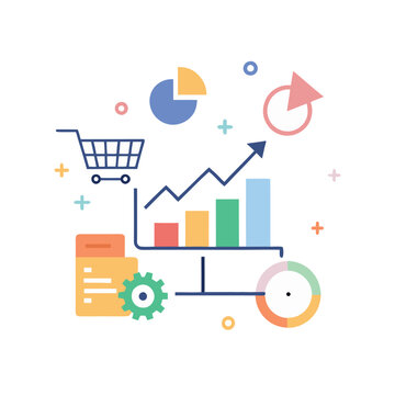 Minimalist Conversion Rate Optimization Icon with Flat Design Elements