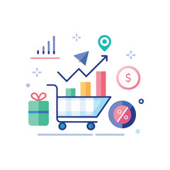 Minimalist Conversion Rate Optimization Icon with Flat Design Elements