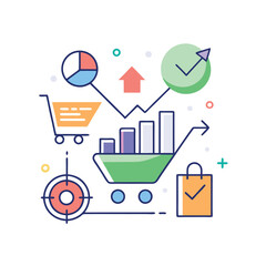 Minimalist Conversion Rate Optimization Icon with Flat Design Elements
