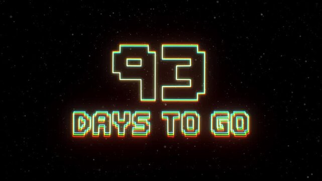 93 Days to Go Neon text with retro style