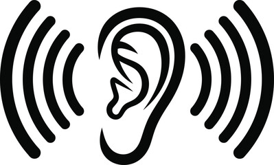 Sound waves emanating from human ear icon vector