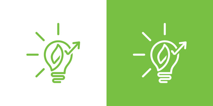 Green energy idea logo with lightbulb and leaf ecofriendly concept.