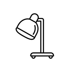 Fototapeta premium Minimalist desk lamp with adjustable head and wheeled base isolated on white background, Vector, illustration