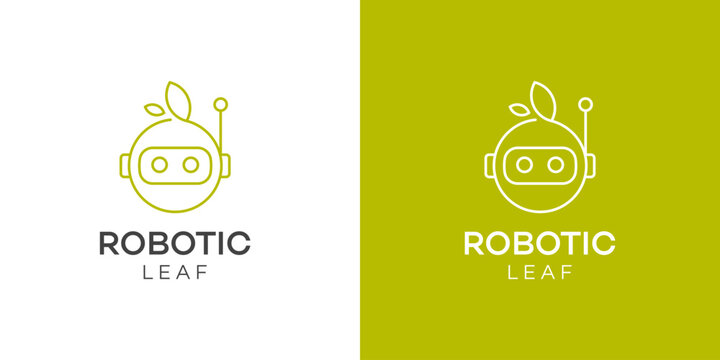 Robotic Leaf Logo Design  Modern Line Art Concept