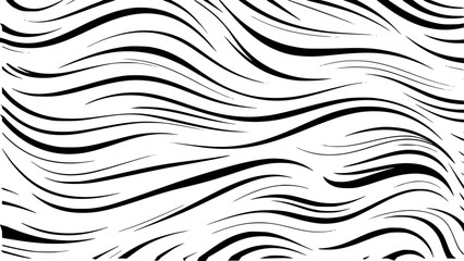 Fototapeta premium Abstract Black Wavy Lines Pattern White Background Seamless Texture