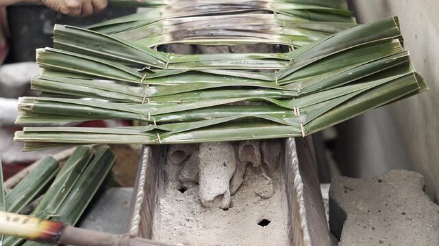 Khanom Chak is a traditional Thai dessert.