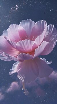 Una medusa de flor rosada flota en un oc&eacute;ano de estrellas.