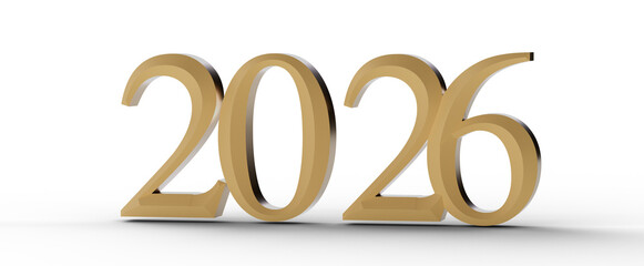 2026 number design in gold. Perfect for new year celebrations, events, promotions, and greetings. Isolated on white back © vegefox.com