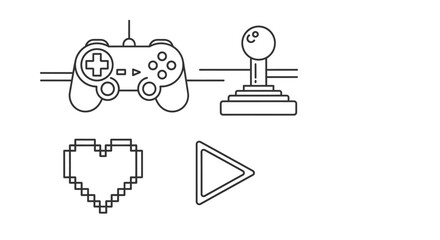Minimalist game controller and arcade joystick vector illustration on white © azi
