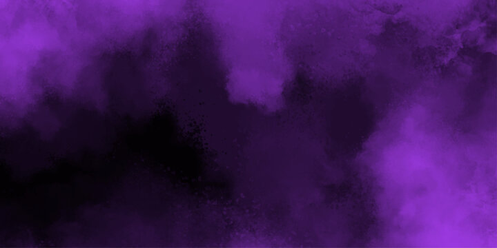 Abstract Colorful purple or black smoke Isolated background. smoke fog clouds color abstract background.  Purple smoke on black background. Dark elegant Royal purple shades aquarelle paint
