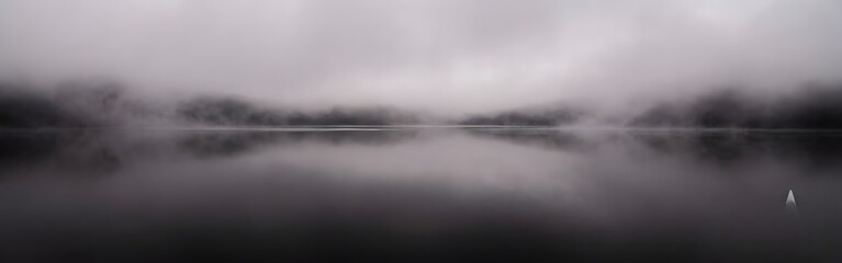 Fototapeta premium Serene Misty Lake Reflection at Dawn