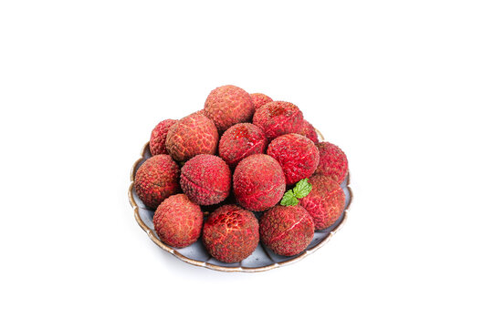 Fresh Lychee Fruit from Guangxi Hainan China on Plate - Sweet Tropical Asian Food Still Life