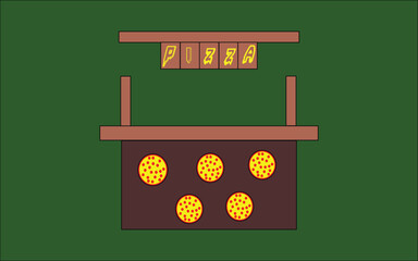 Tasty pizza isolated on a green background