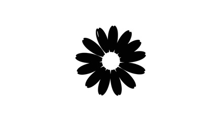 Fototapeta premium Simple black flower silhouette on white background.